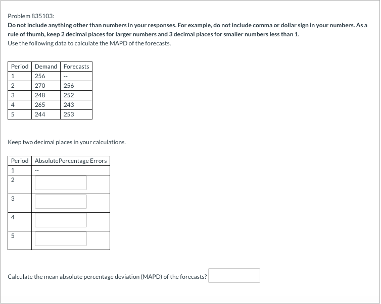 Problem 835103: Do not include anything other