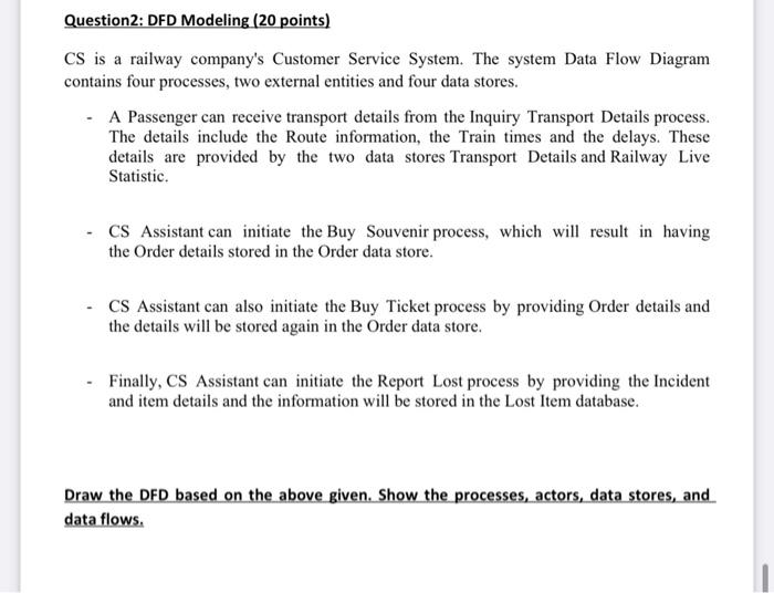 Question2: DFD Modeling (20 points) CS is a
