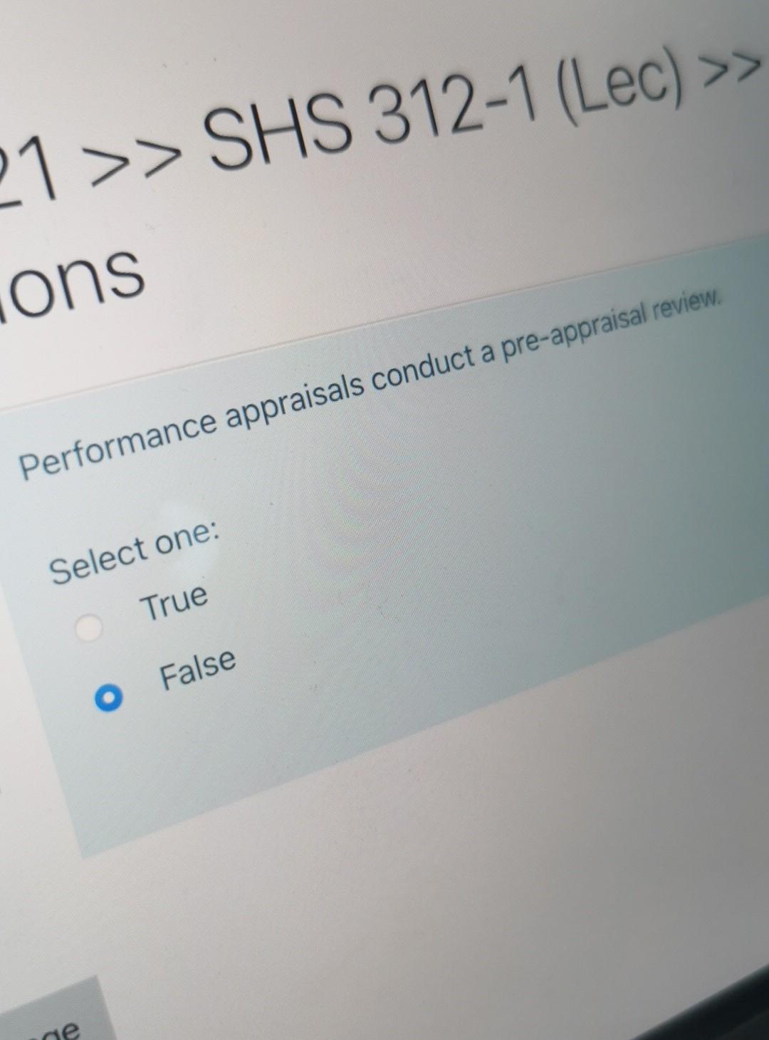 Ture or false? 1 >> SHS 312-1 (Lec) >> ons