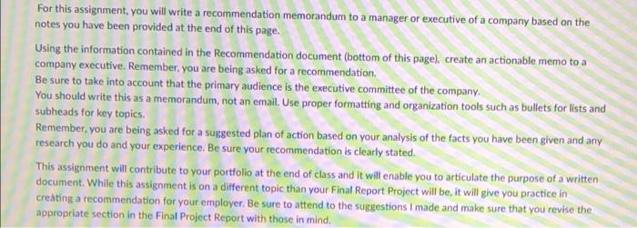 For this assignment, you will write a