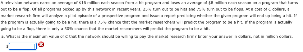 A television network earns an average of $16