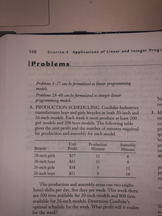 168 CHAPTER 3 Applications of Linear and Integer