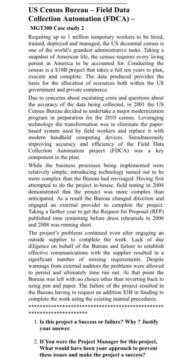 US Census Bureau - Field Data Collection