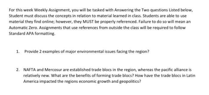 For this week Weekly Assignment, you will be