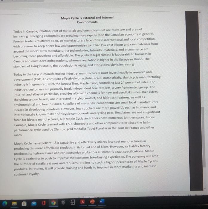 Maple Cycle's External and internal Environments