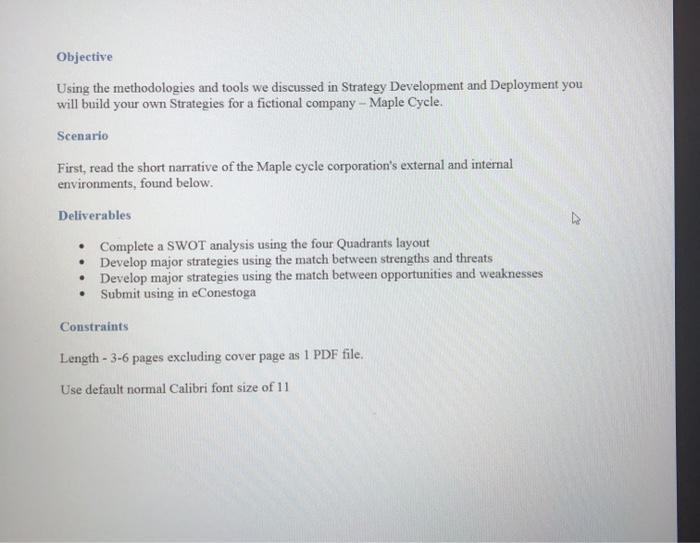 Maple Cycle's External and internal Environments