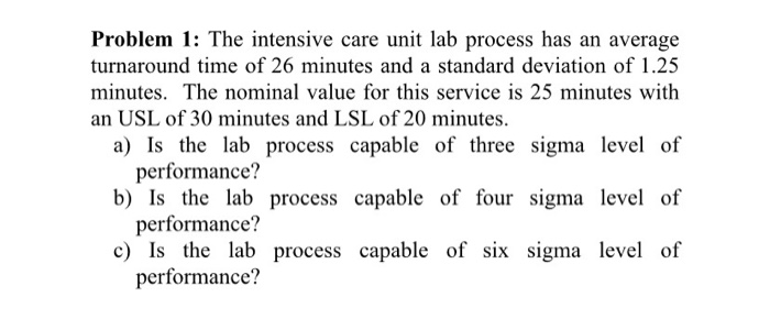 Problem 1: The intensive care unit lab process