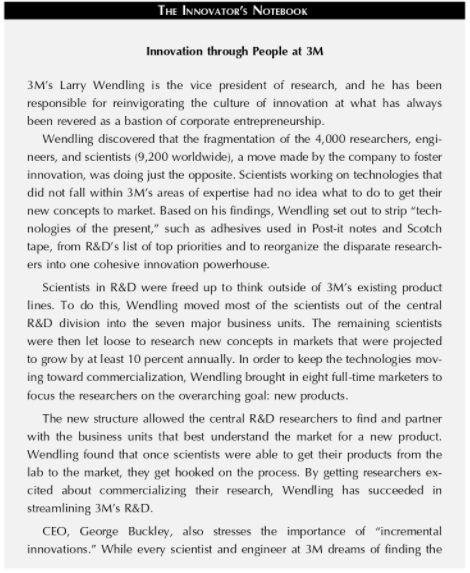 Read the case study on 3M on pages 201-203 and