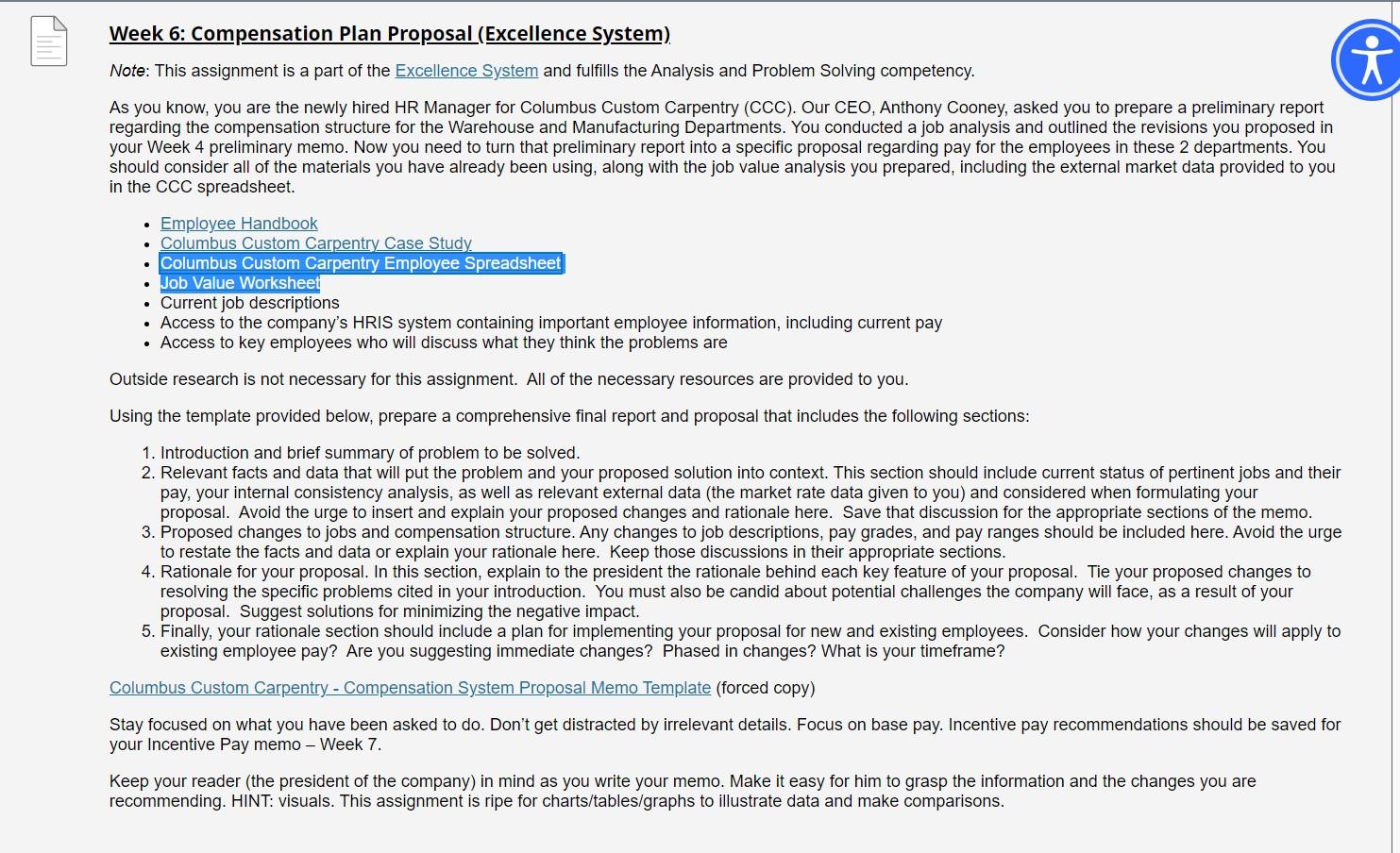 Week 6: Compensation Plan Proposal (Excellence
