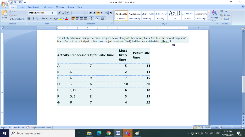 = osama - Microsoft Word Home Insert Page Layout