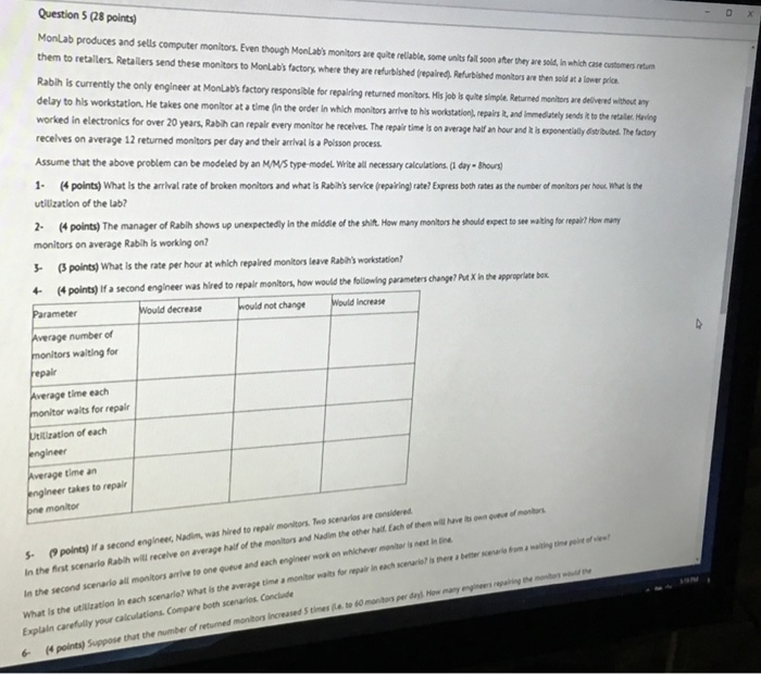 only question 1 2 3 4 5 Question 5 28 points)