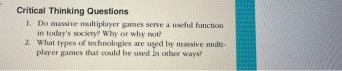 please help with discussion and critical thinking