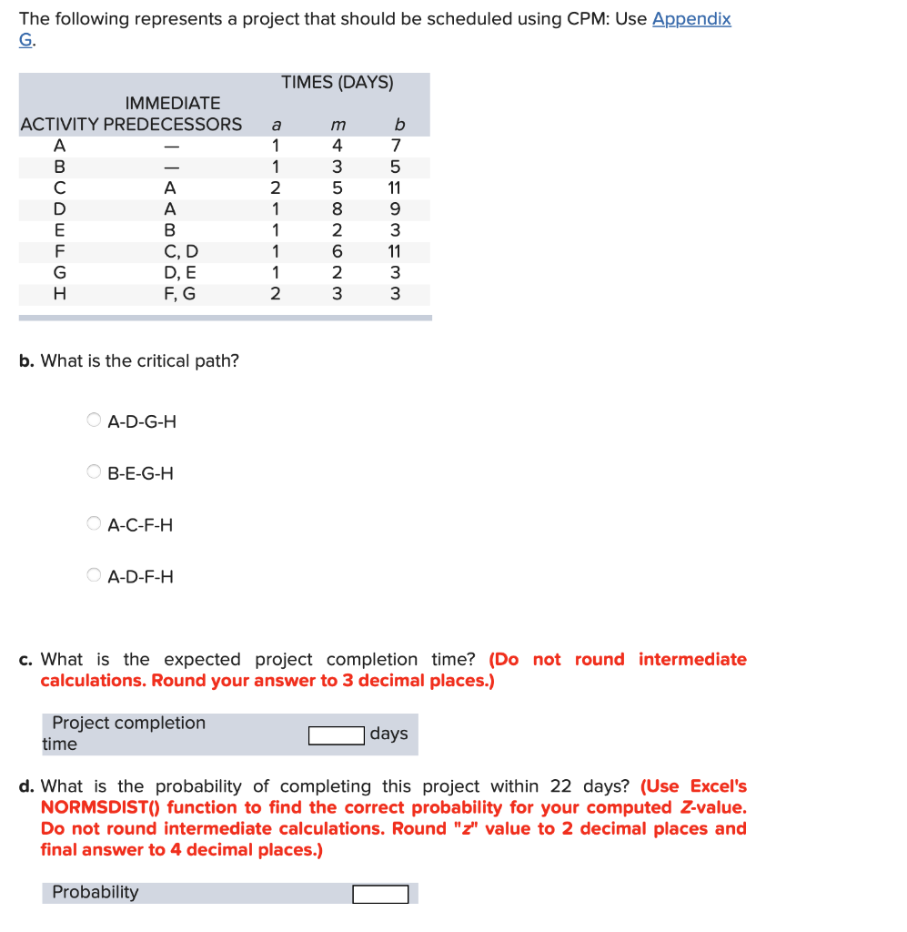 The following represents a project that should be