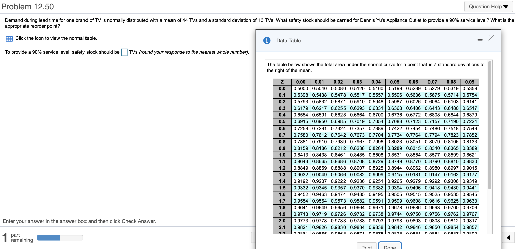 Problem 12.50 Question Help Demand during lead