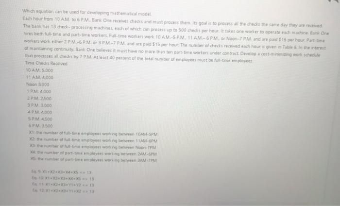 excel solver solution Which equation can be used