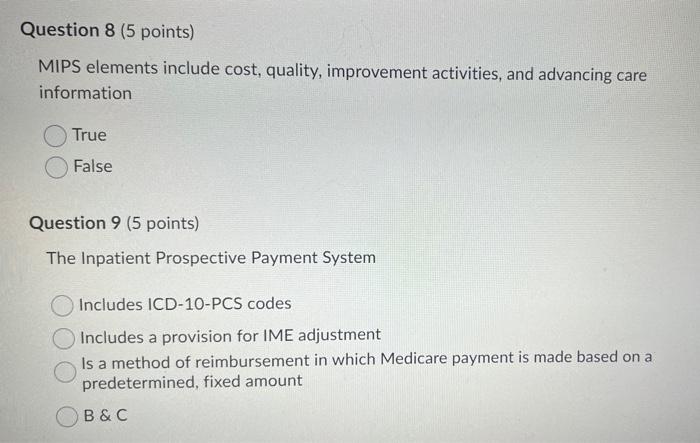 Question 6 (5 points) Alternative payment models