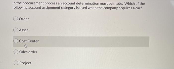 just answer In the procurement process a stock