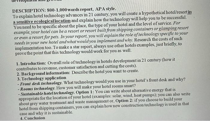 DESCRIPTION: 800-1,000 words report, APA style.