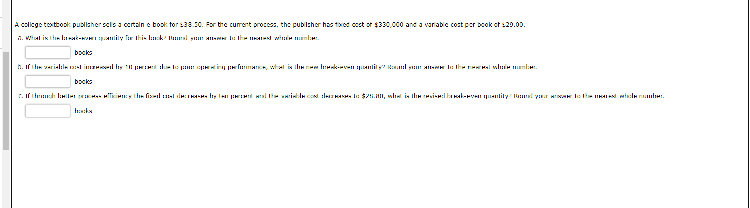 variable cost per book of $29.00. A college