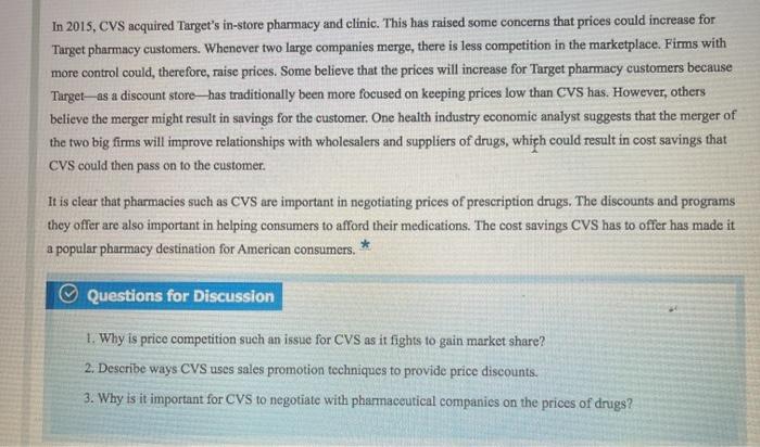 marketing hw pleass help Case 19.2 CVS: