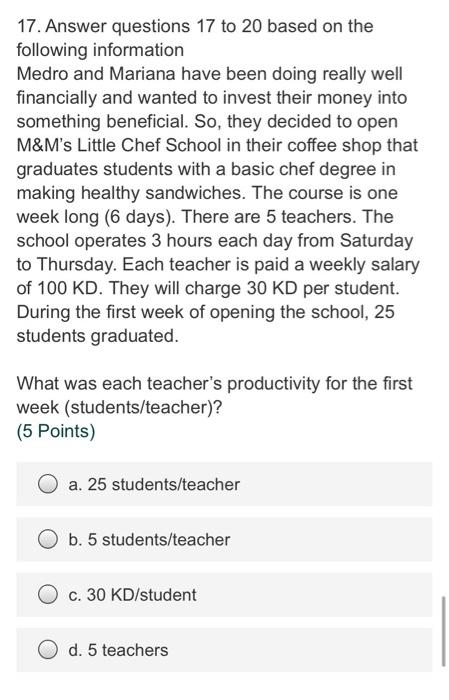 15. Answer questions 15 & 16 based on the