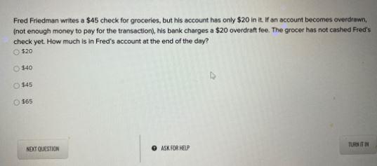 Fred Friedman writes a $45 check for groceries,