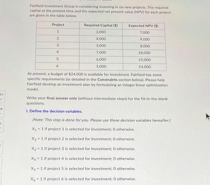 Fairfield Investment Group is considering