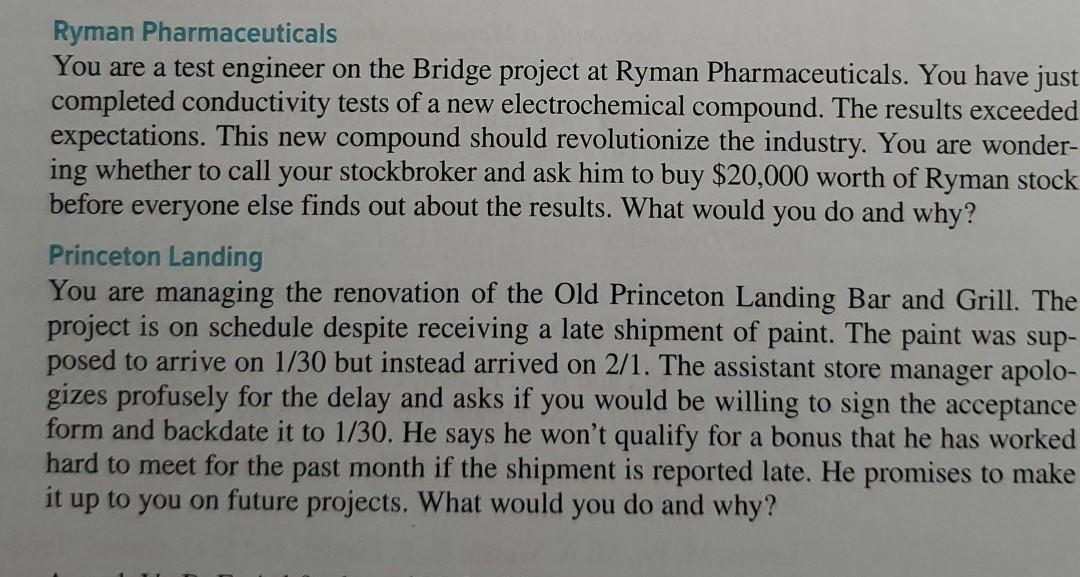 Ryman Pharmaceuticals You are a test engineer on