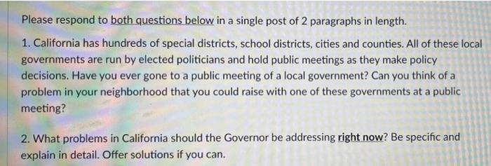 Please respond to both questions below in a