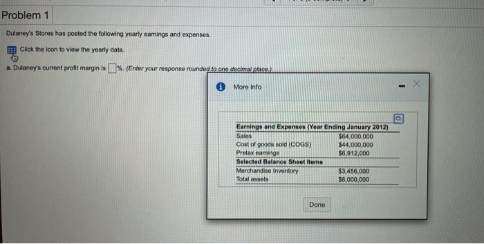 Problem 1 Dulaney's Stores has posted the