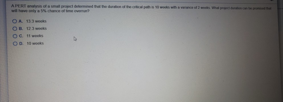 APERT analysis of a small project determined that