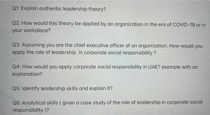 Q5: Identify leadership skills and explain it?