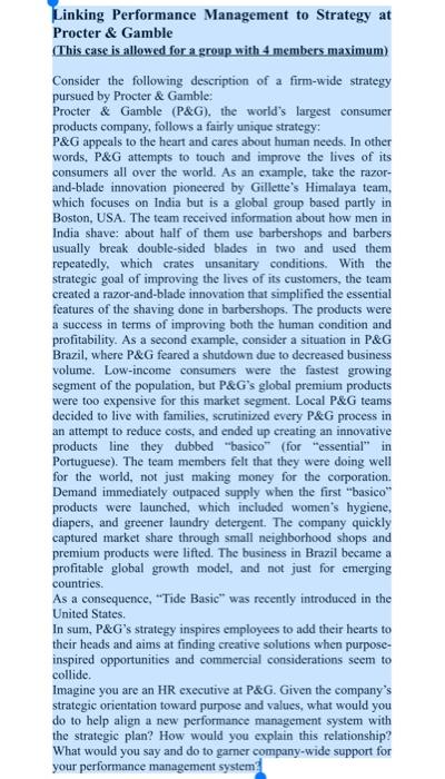 Linking Performance Management to Strategy at