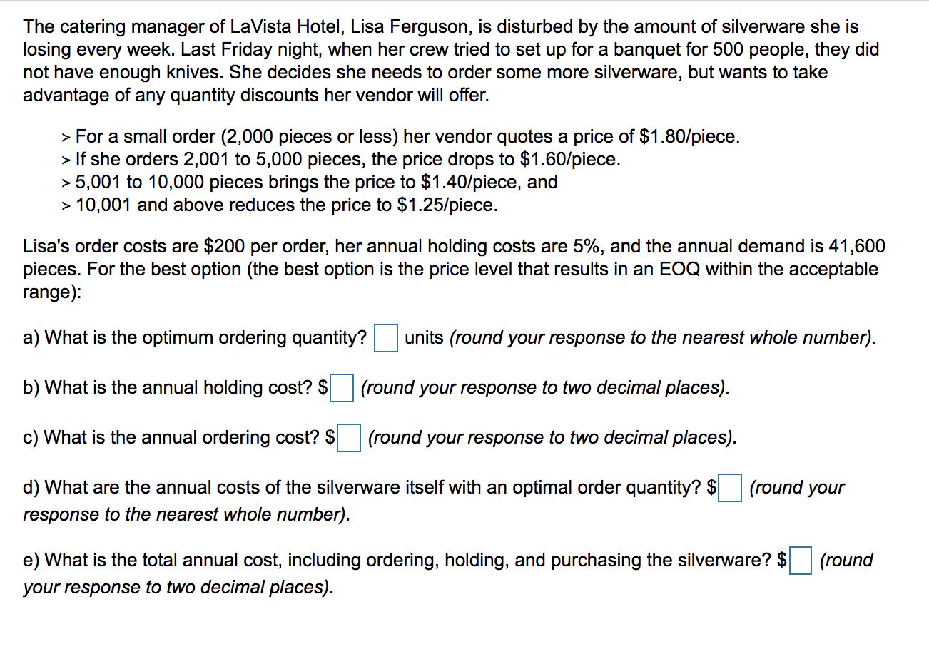 The catering manager of LaVista Hotel, Lisa