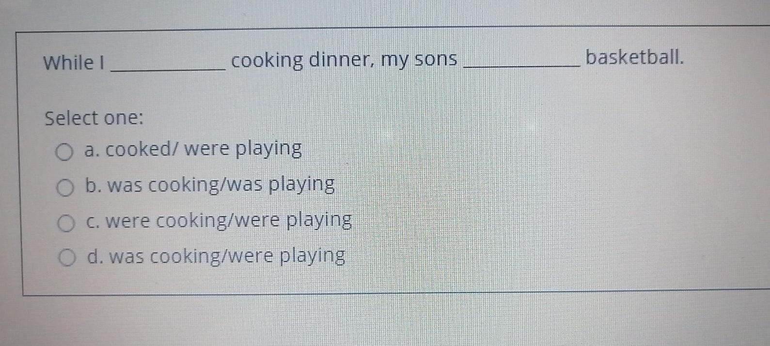 While I cooking dinner, my sons basketball.