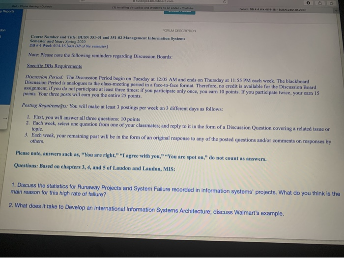 FORUM DESCRIPTION Course Number and Title: BUSN