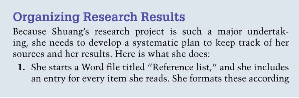Organizing Research Results Because Shuang's