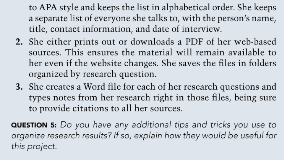 Organizing Research Results Because Shuang's