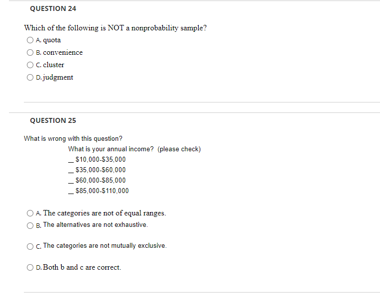 Which of the following is NOT a nonprobability