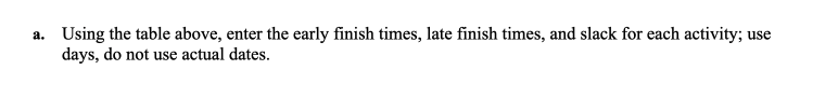 2. Assume you have a project with 11 activities