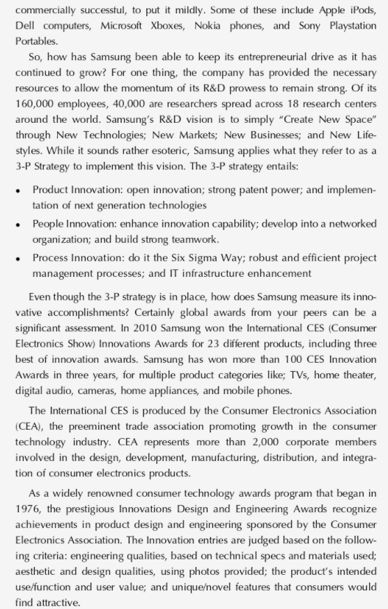 Read the case study on Samsung on pages 392-394