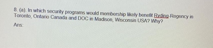 8. (a). In which security programs would