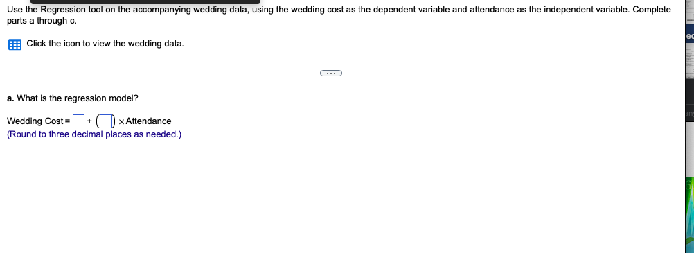 Use the Regression tool on the accompanying