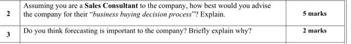 2 5 marks Assuming you are a Sales Consultant to