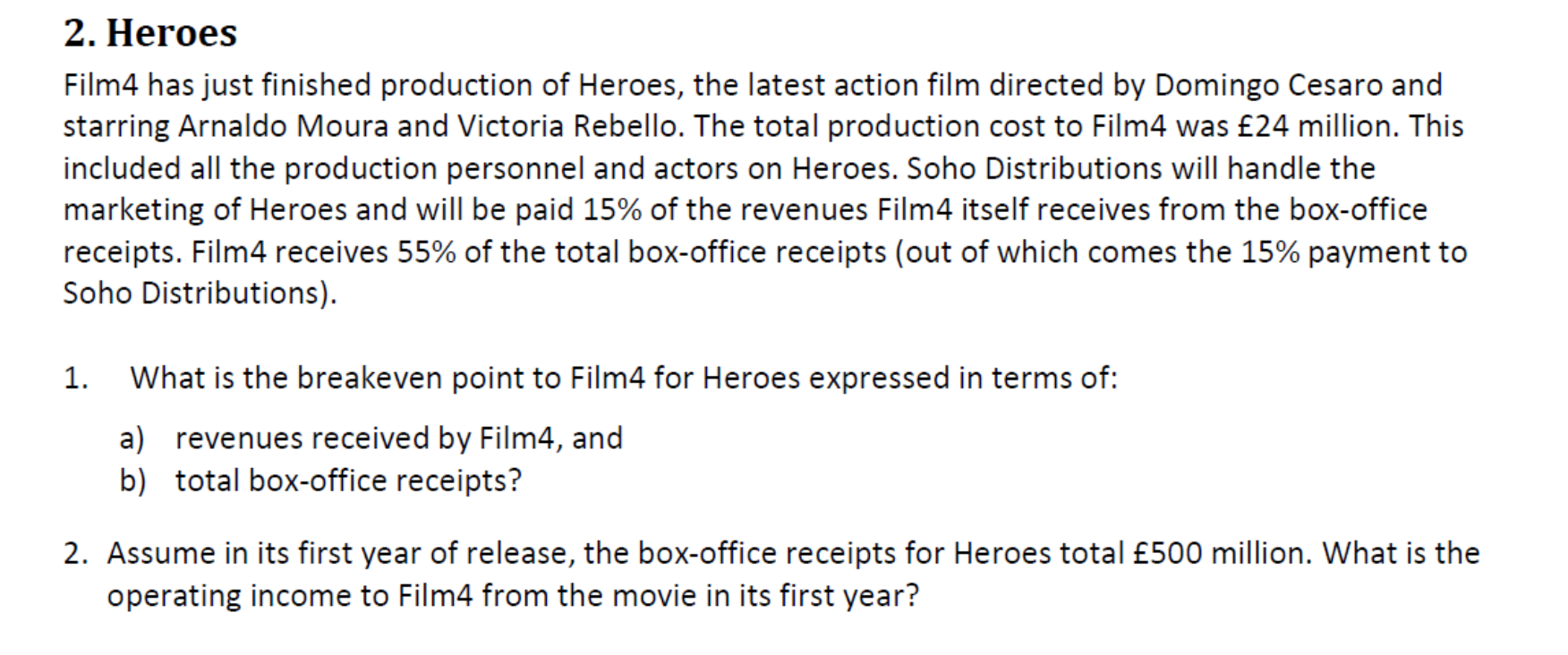 2. Heroes Film4 has just finished production of