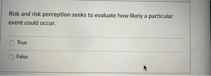 Risk and risk perception seeks to evaluate how