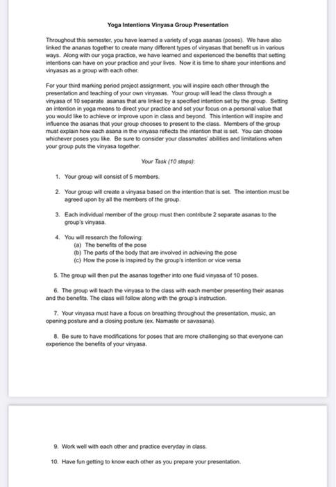 Yoga Intentions Vinyasa Group Presentation