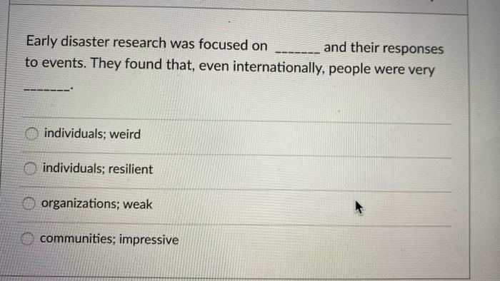 Risk and risk perception seeks to evaluate how