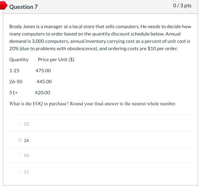 Question 7 0/3 pts Brady Jones is a manager at a