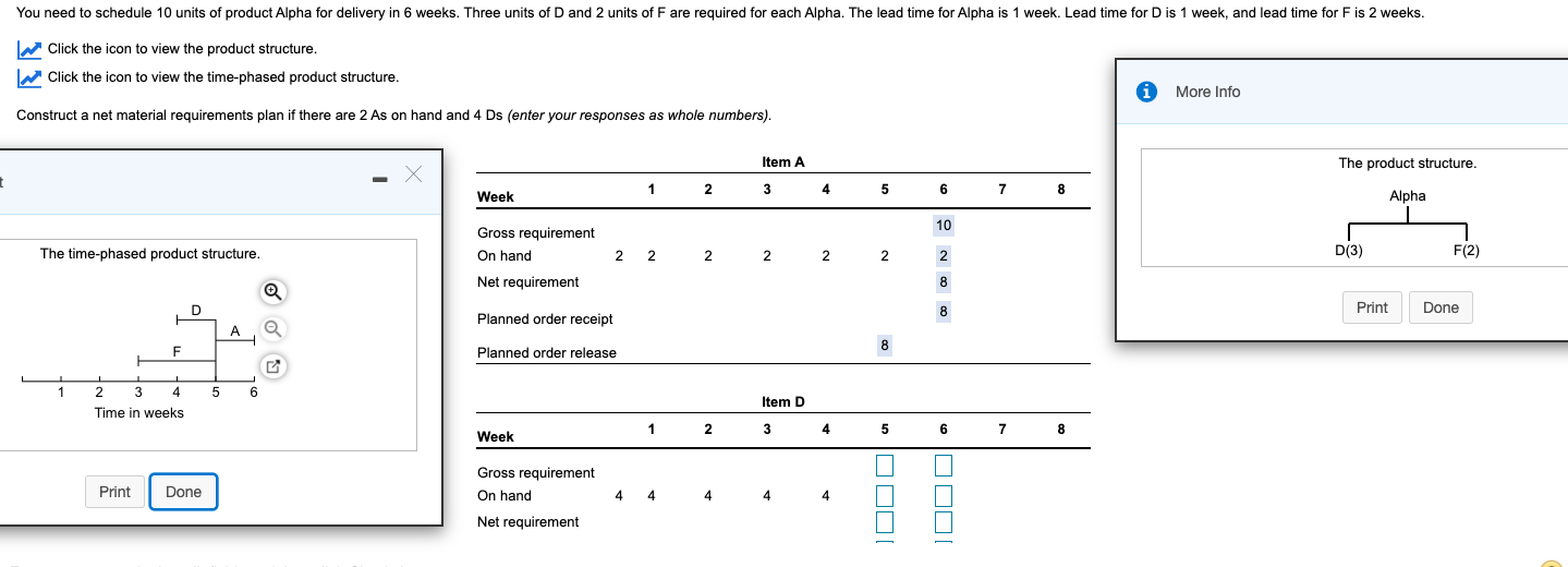 You need to schedule 10 units of product Alpha